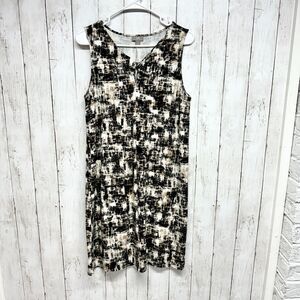 J. Jill Dress M Wearever Collection Stretch Knit Tank Neutral Colors Key Hole